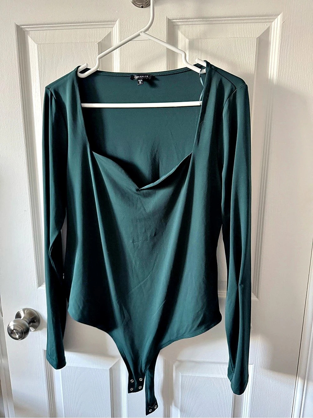 Dynamite Long Sleeve Square Neck Bodysuit Green XL